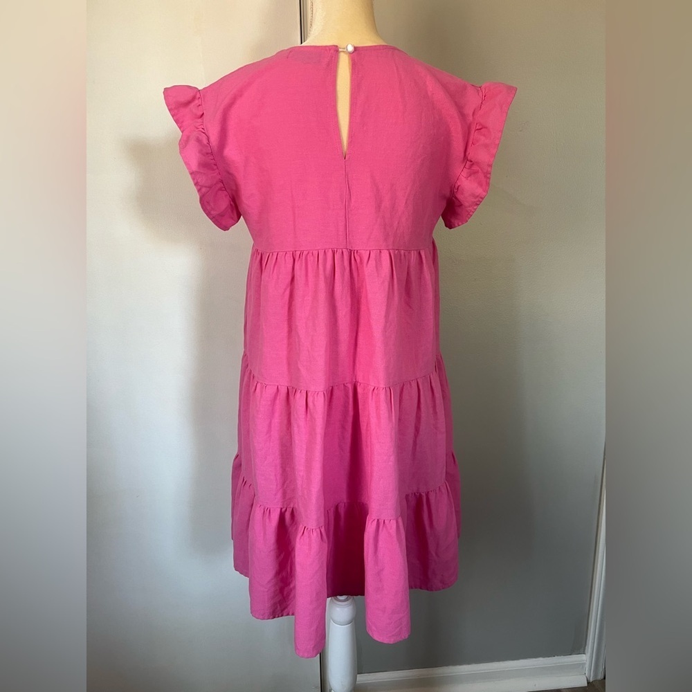 Petal & Pup Woman’s Light Pink Linen Blend Airy Tiered Summer Spring Dress 6 - Picture 8 of 11
